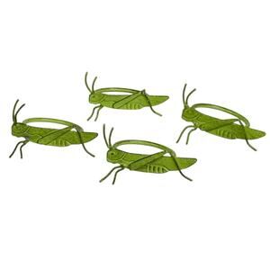 Green Grasshopper Napkin Rings Pier 1 Metal Set 4 Botanical Garden Table Setting